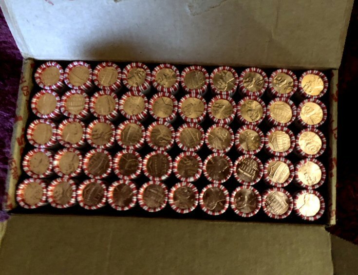 I-Bought-A-Box-Of-Cents-From-My-Bank.-They're-All-2019-Bank-Wrapped-Rolls!