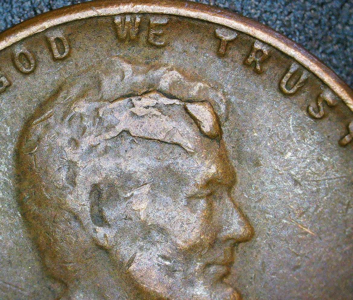 1955-P-Lincoln-Penny-With-Possible-Die-Chip-On-Head?