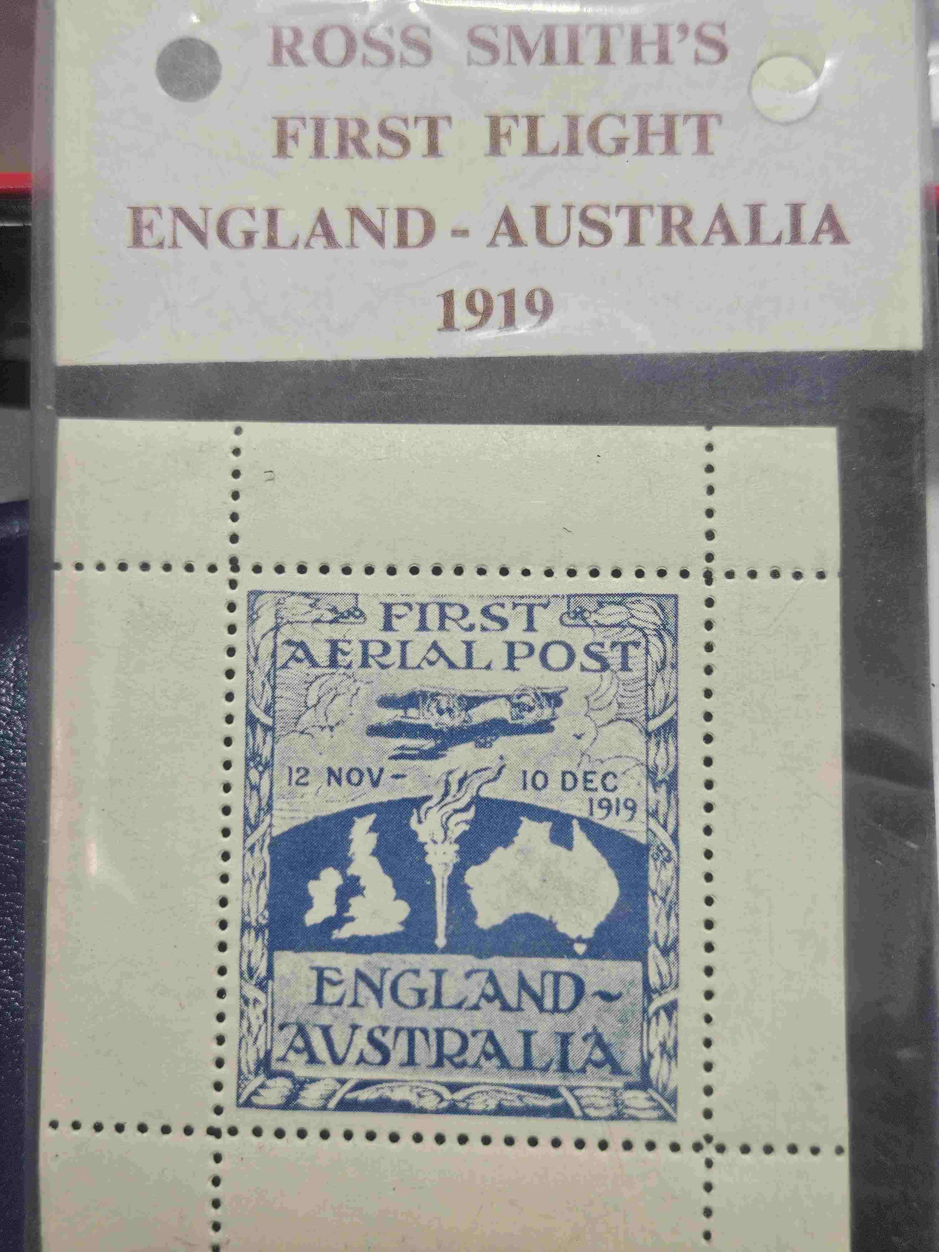 1919-First-Arial-Post,-England-To-Australia-Stamp.-Real-Or-Fake