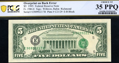1995-$5-Richmond-FRN-Overprint-On-Back