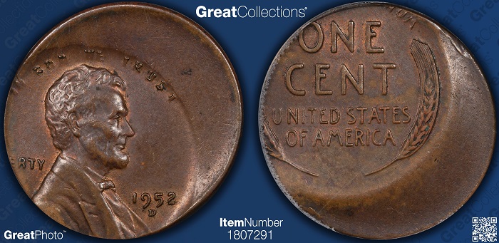 1952-D-Lincoln-Wheat-Cent-Struck-30%-Off-Center,-New-Acquisition