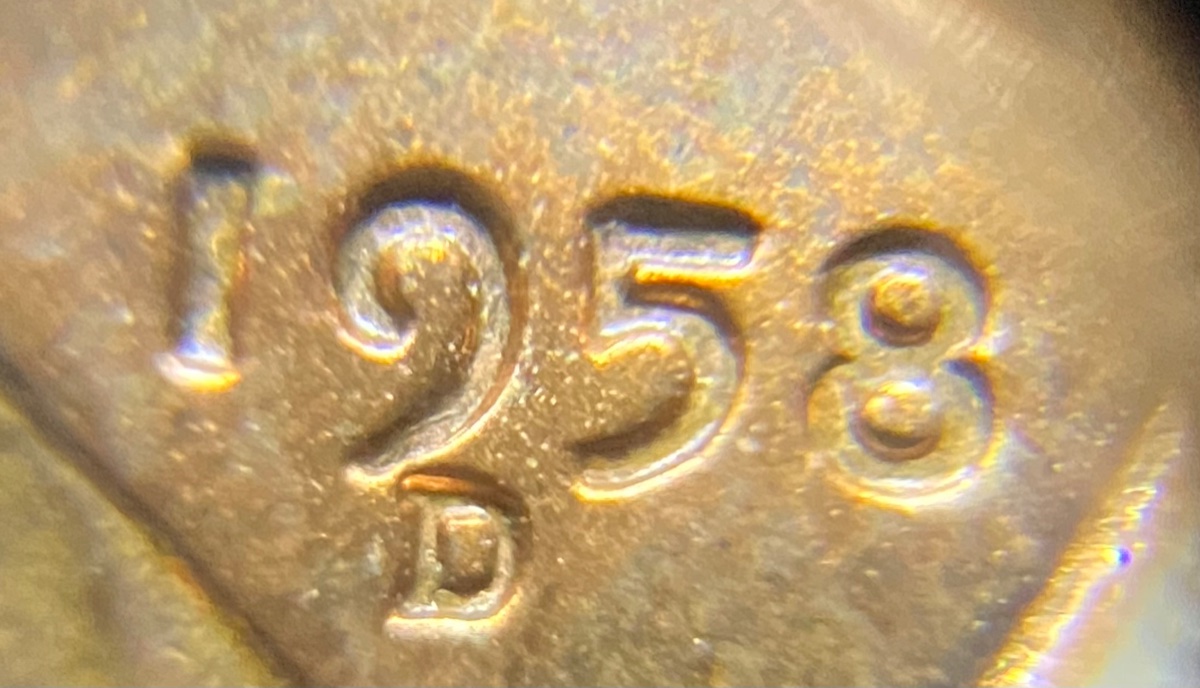 1958-D-Wheat-Penny-Mint-Mark-Touching-9-?-Error-?