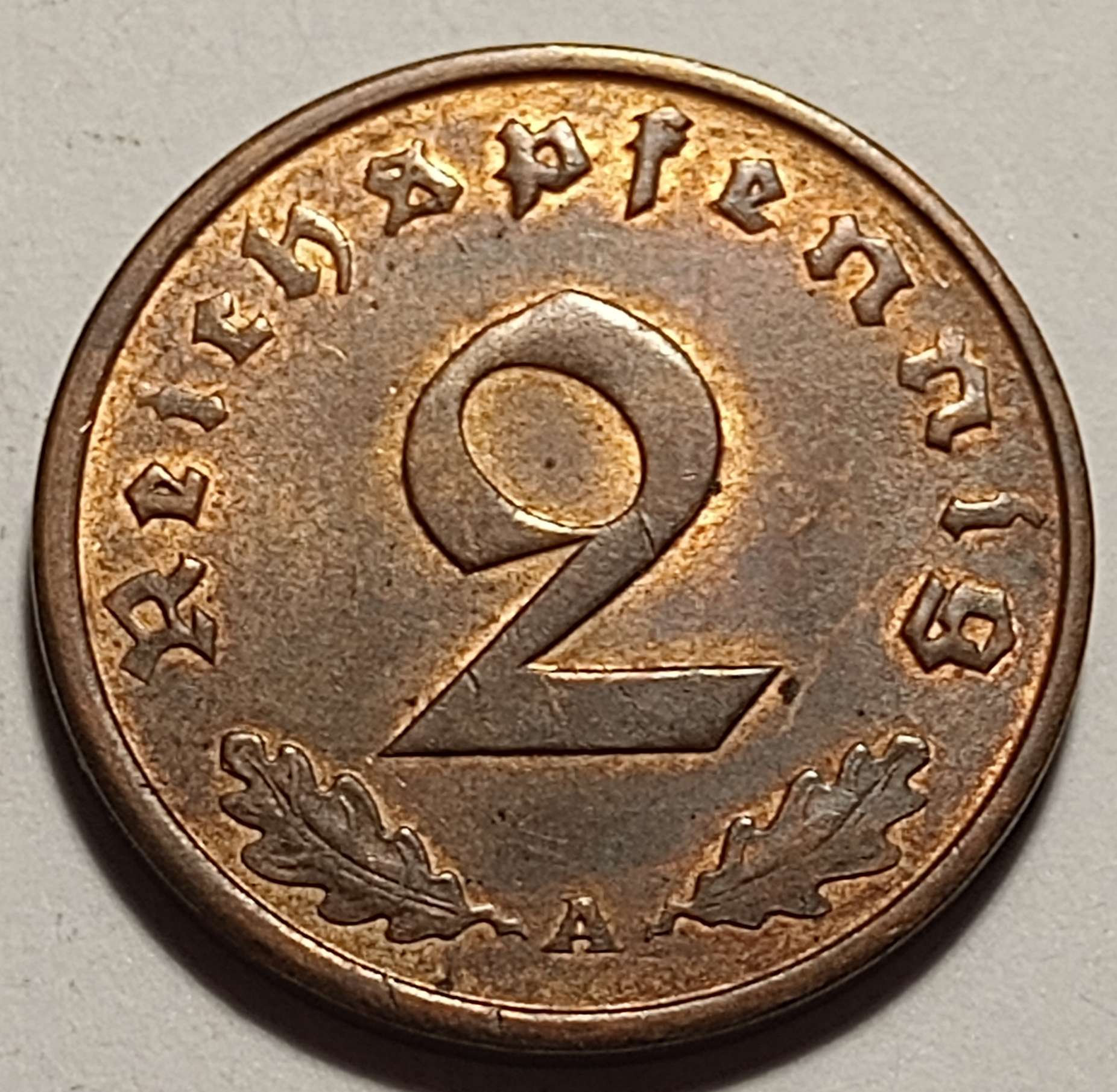1937-A-2-Reichspfennig-Well-Placed-Lamination-Crack