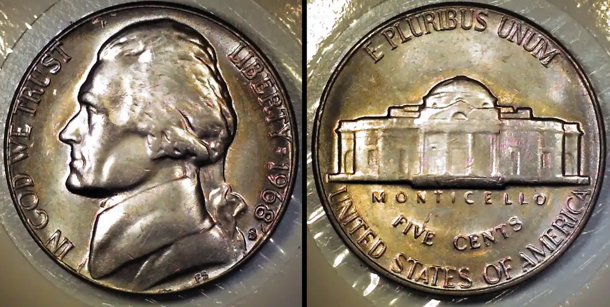 1968-S-Nickel-Retained-Struck-Thru-Inner-Rim-Fragments?