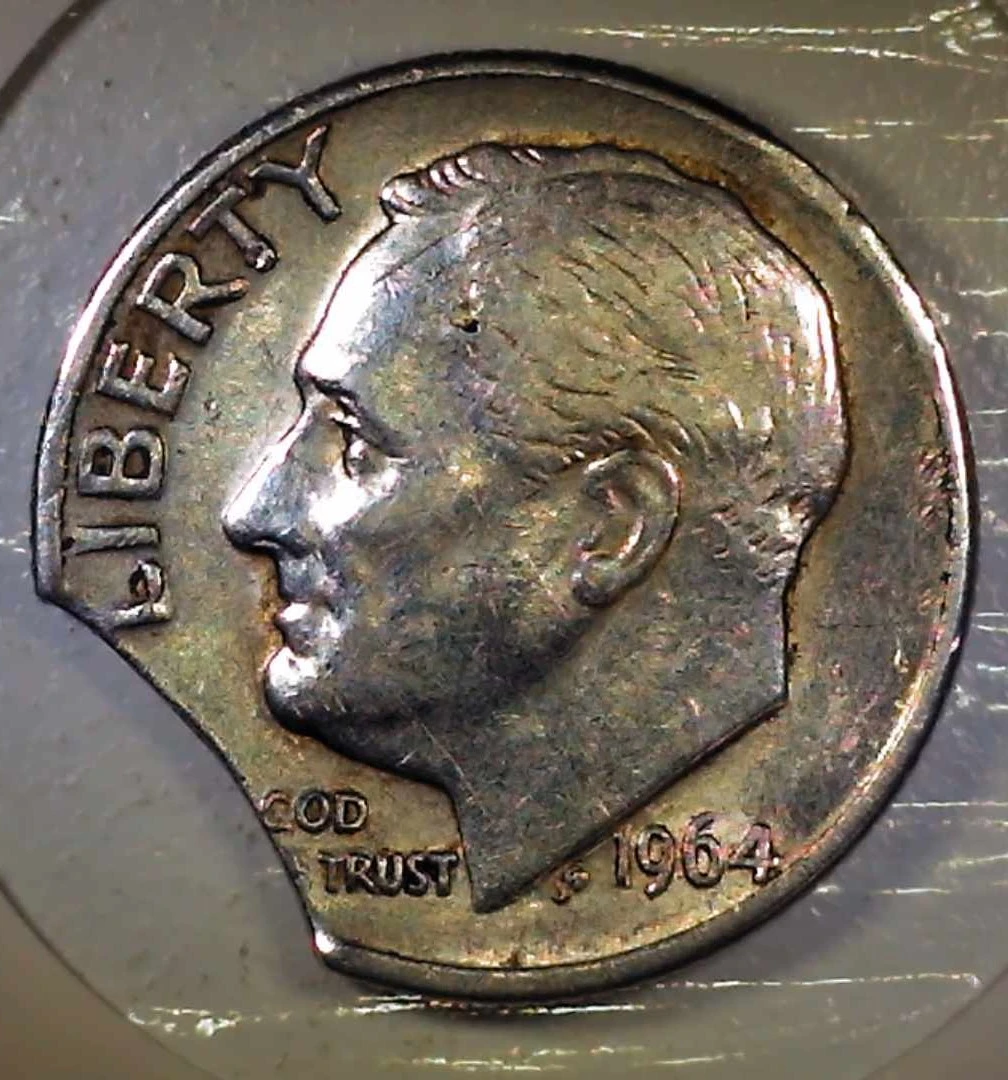 1964-D-Roosevelt-Dime-With-Curved-Clip