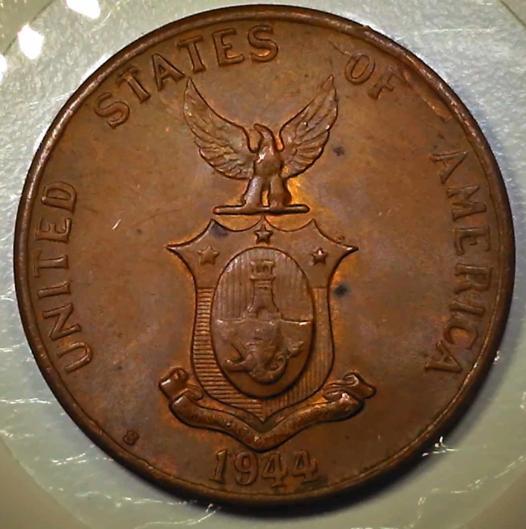 1944-S-Philippines---1-Centavo-W/-Retained-Lamination-Peel