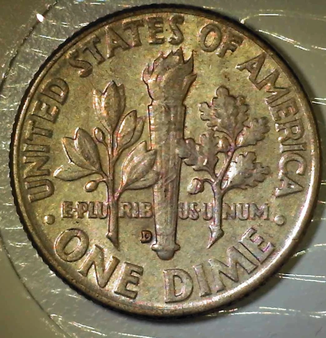 1961-D-Toned-Roosevelt-Dime-Fridb-Around-Mouth