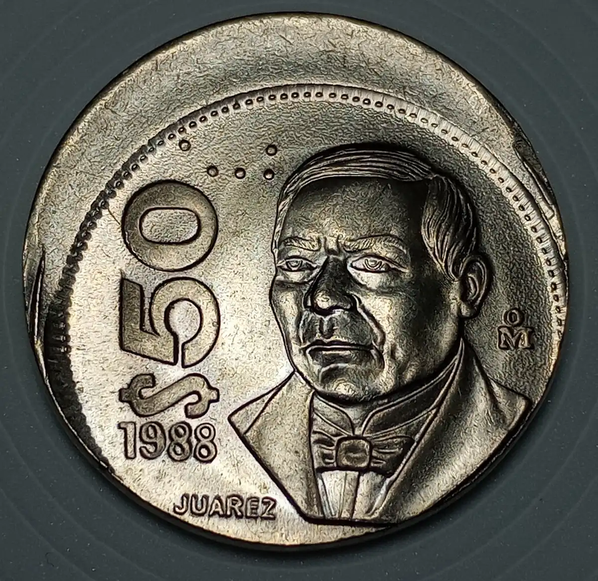 1988-Mexico---50-Pesos,-10-15%-Off-Center-Strike