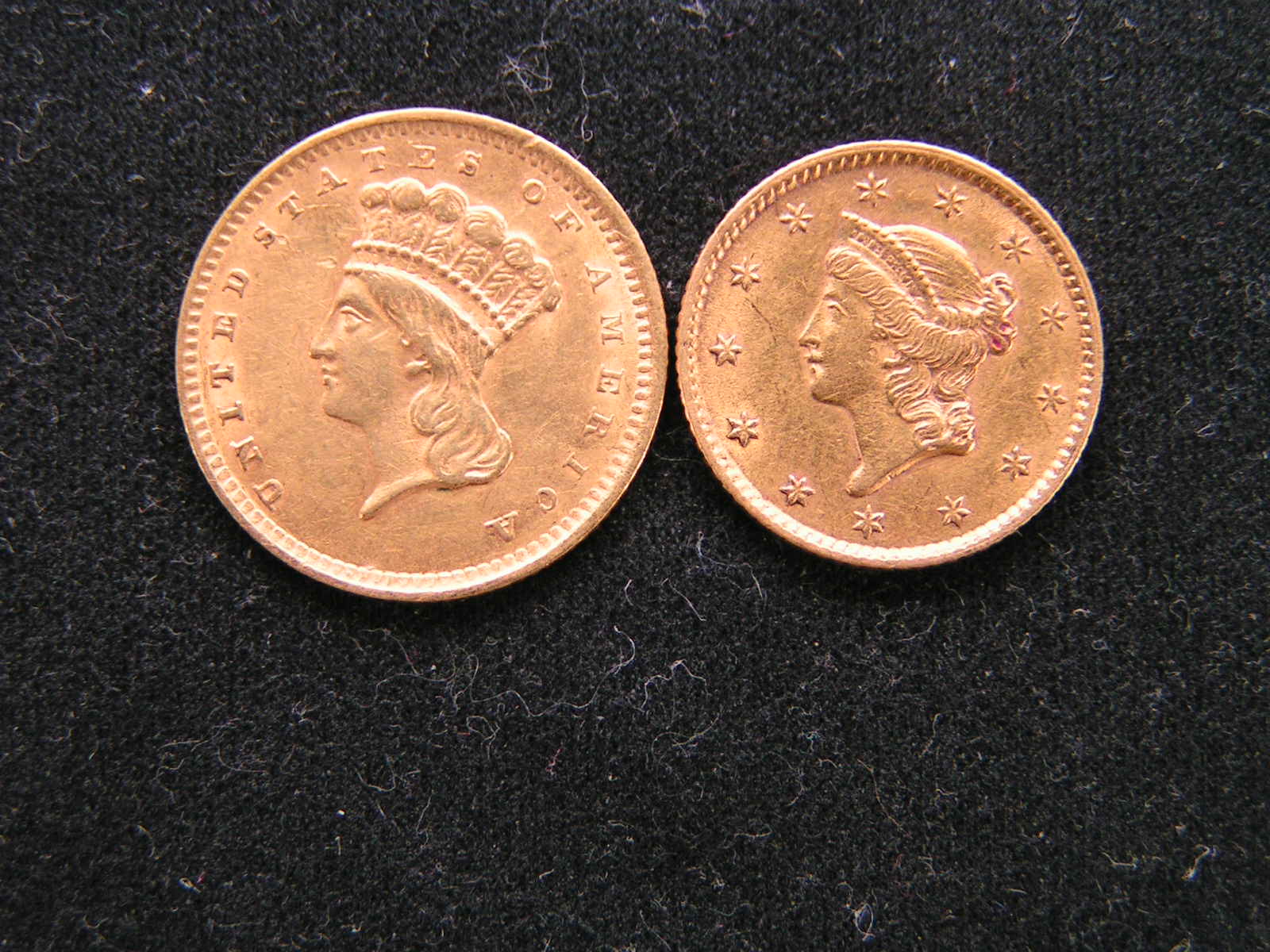 Gold-Type-Set-$1-1853,-$1-1856,-$2.50-1903,-$5-1907,-$10-1894,-$20-1907-D