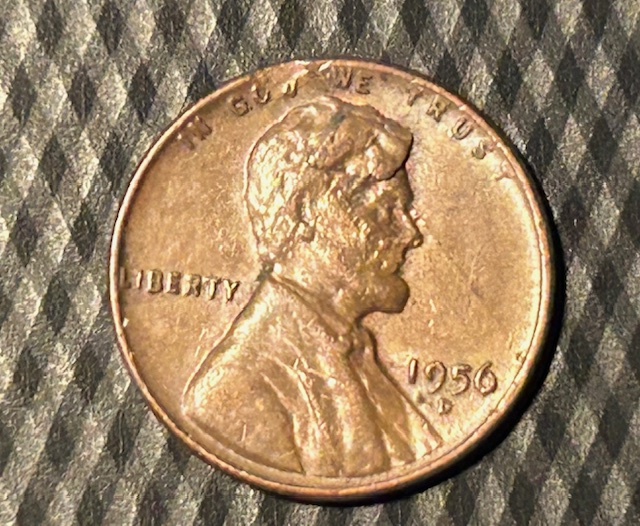 1956-D-Lincoln-Cent-Obverse-Lamination-Or-PMD?-Lincoln's-Face-Is-Removed!