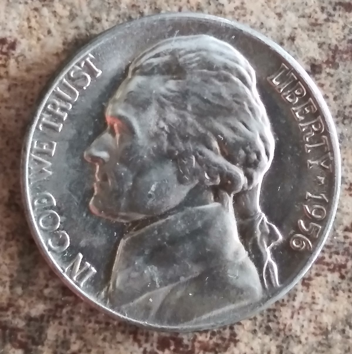1956-D-Nickel,-Lamination-Error?