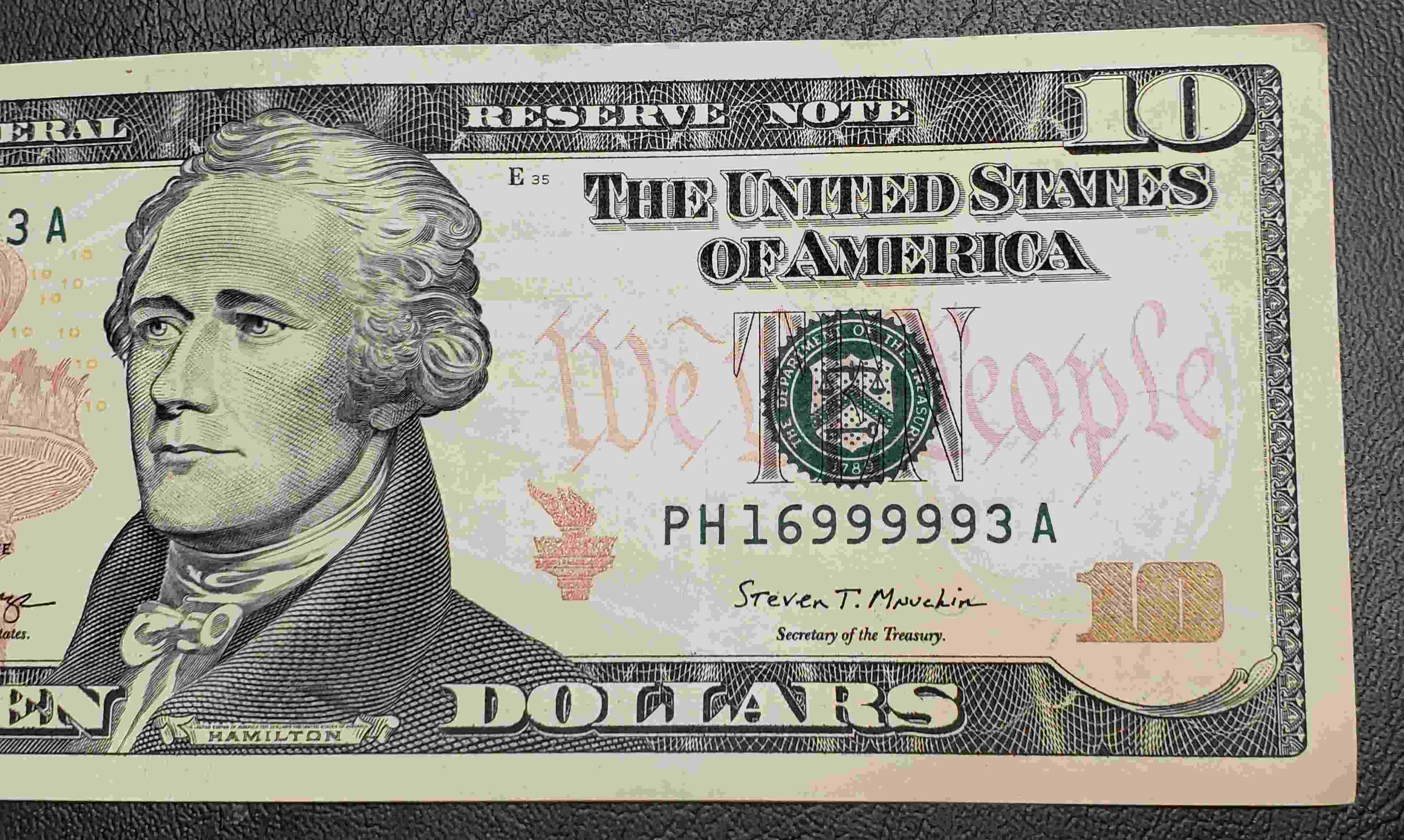 2017A-$10-Bill---Semi-Fancy-Serial?-Ink-Bleeding-To-Reverse
