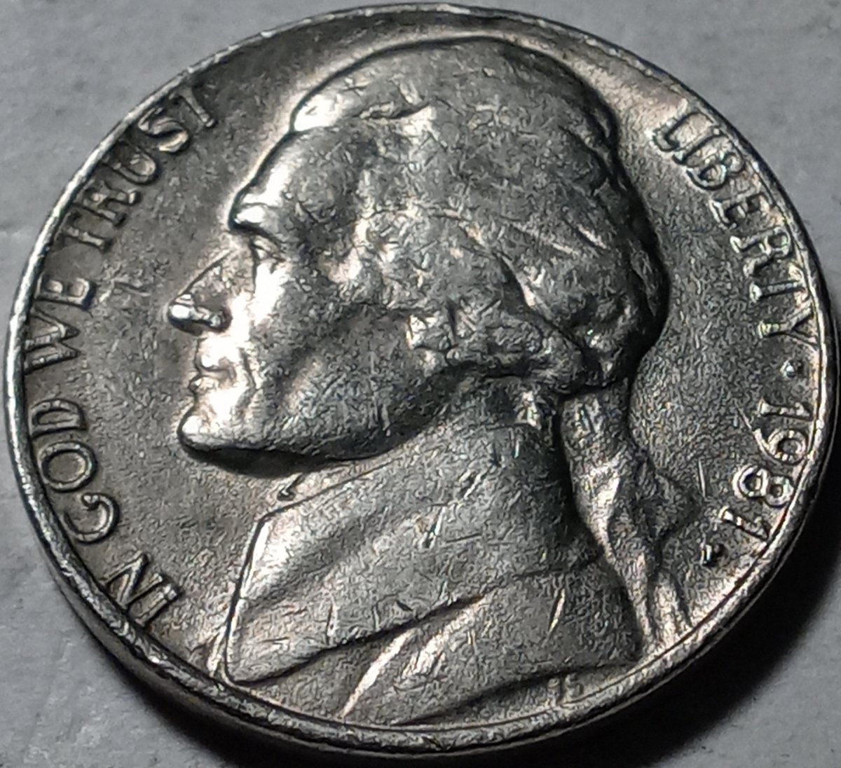 Lamination-On-1981-P-Nickel,-Circulation-Find
