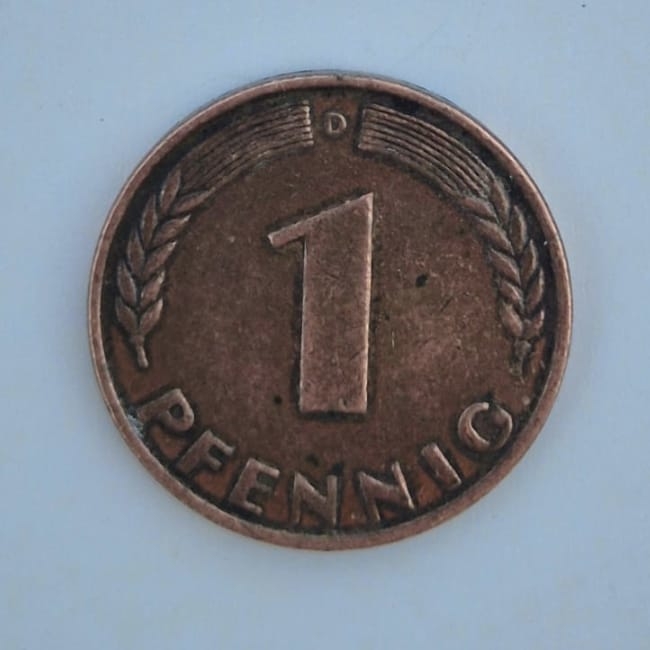 1-Pfennig-1950-D---Newly-Discovered-Bimetallic-Pattern-Coin?