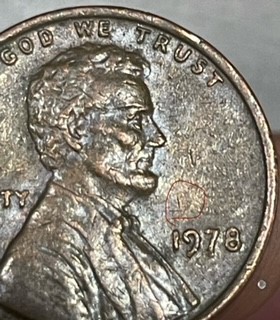 1978-Lincoln-Penny---Die-Chip-Or-DDO,-Weird-Brush-Pattern-Post-Damage?