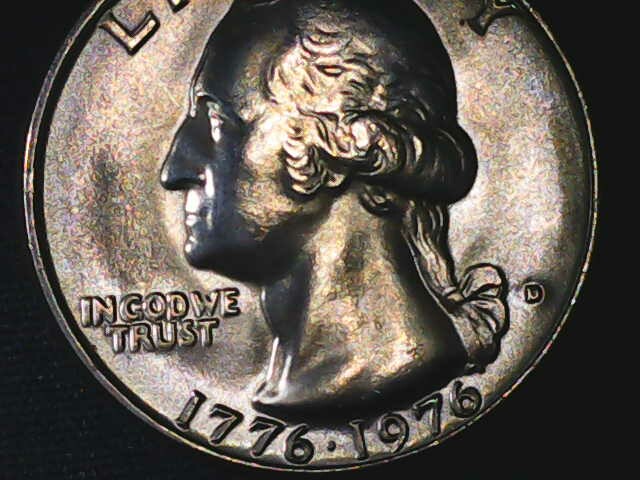1976-Bi-Centennial-Quarter-With-Die-Chips/Slug-Marks-In-The-Drum?