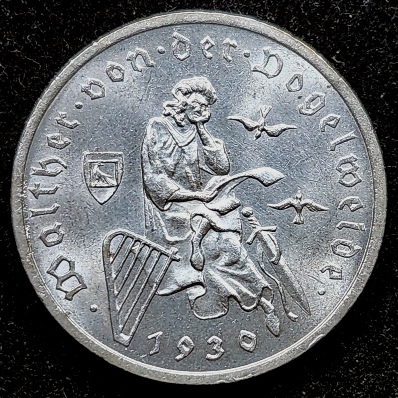 Weimar-Republic,-3-Mark-1930,-Walther-Von-Der-Vogelweide-#2