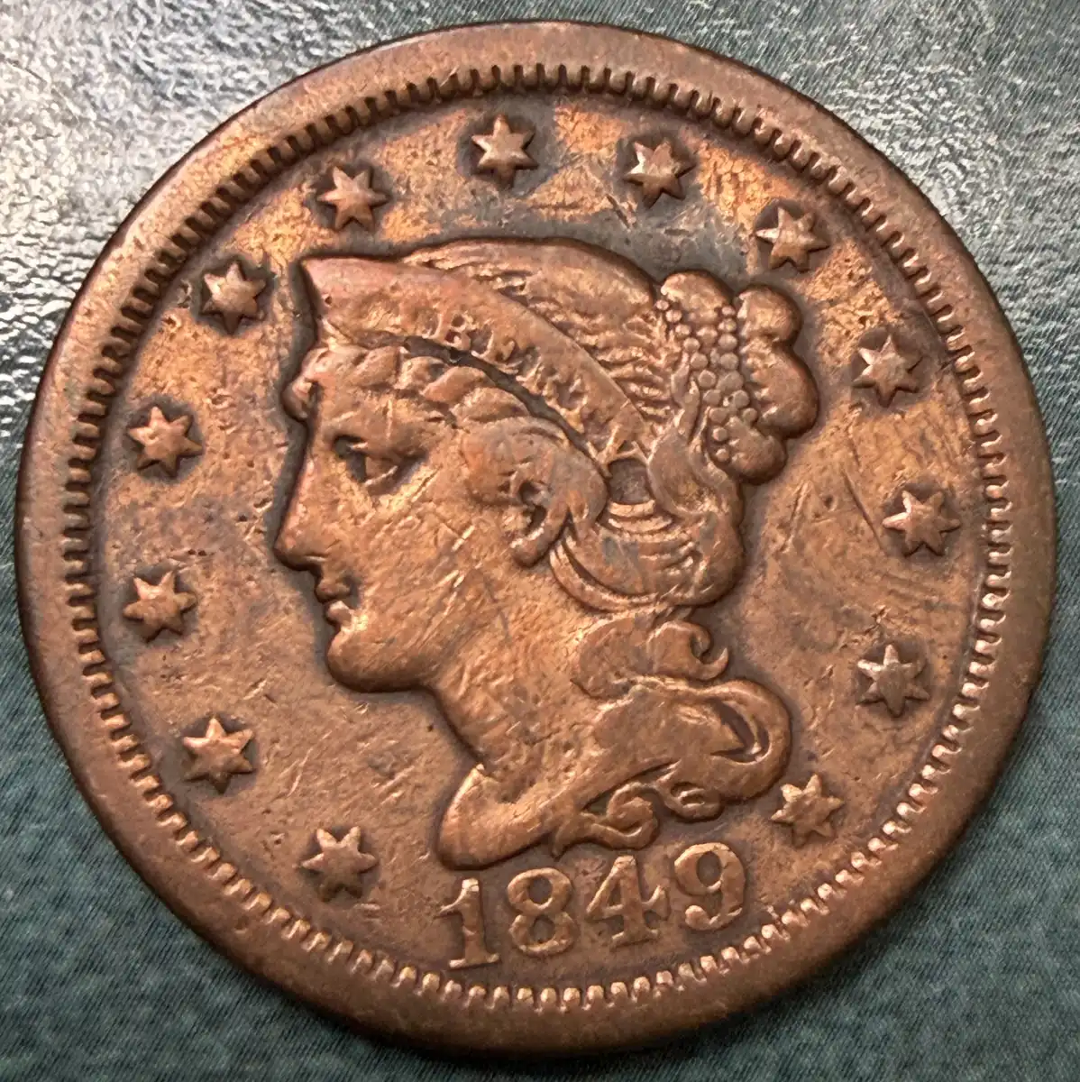 1849-Braided-Hair-Cent--Grade-It!