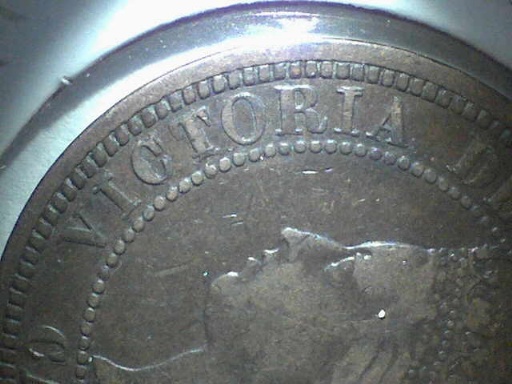 1881-H-Vicky-Cent,-Double/Triple-Re-Punched-Letters-On-Obverse