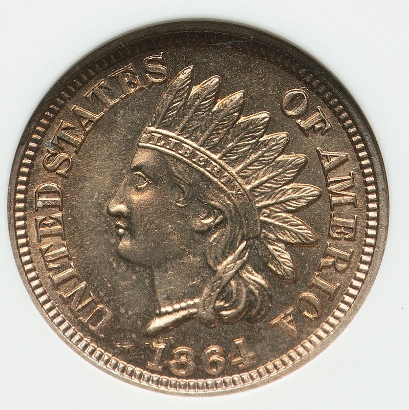 1864-Cn-IHC-MS-63--In-An-Old-ANACS-Holder:-Struck-From-Proof-Dies?