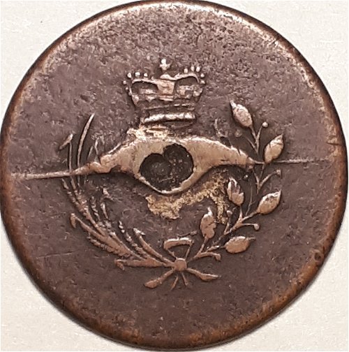 Unknown-Coin-With-Crown-And-Leaf-Images,-If-It-Is-Even-A-Coin.-Id:-Likely-19th-Century-Button
