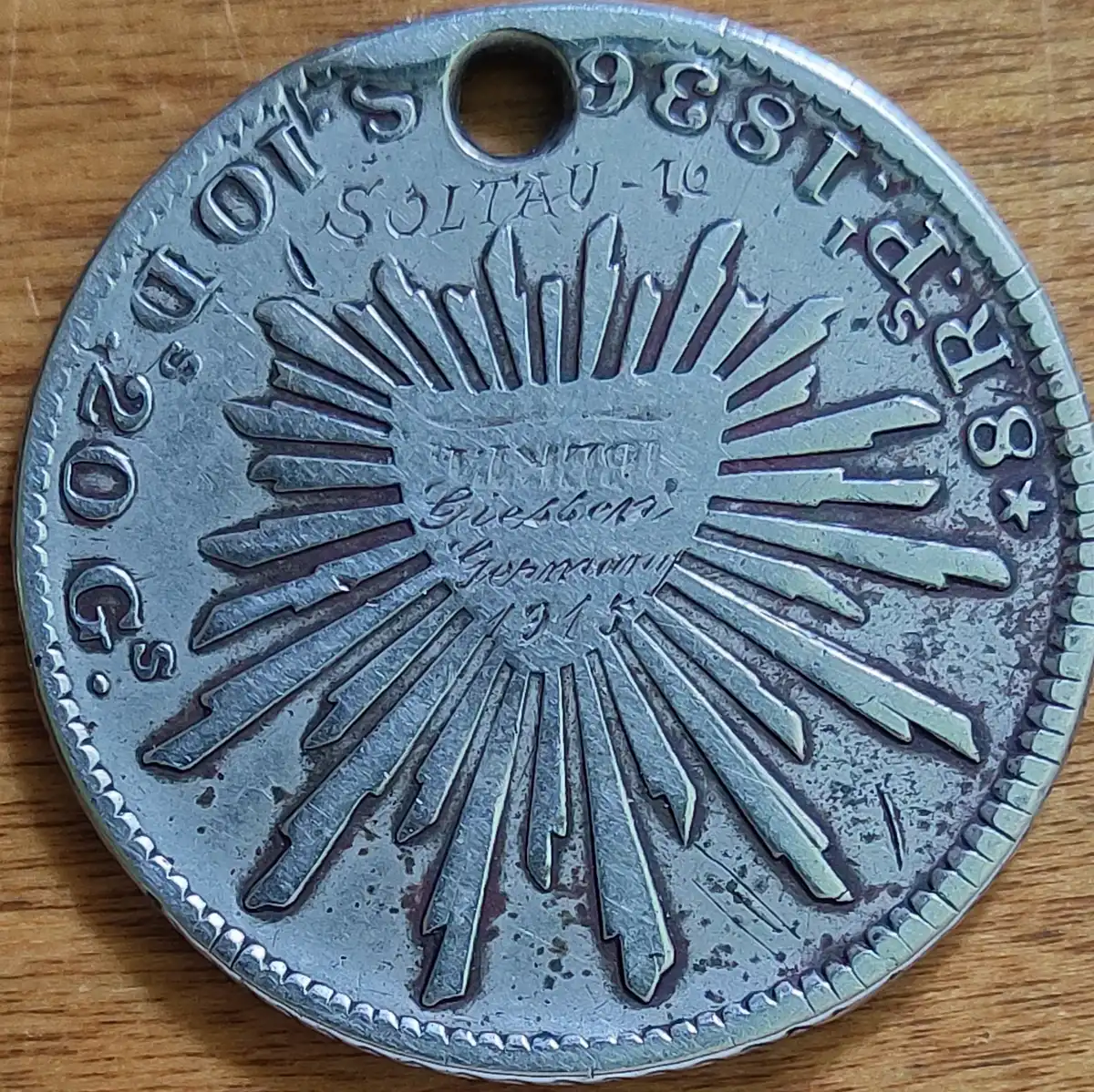 Not-Exactly-A-Love-Token,-But-A-WW1-Experience-Token-On-A-Mexico-8-Reales-1836.