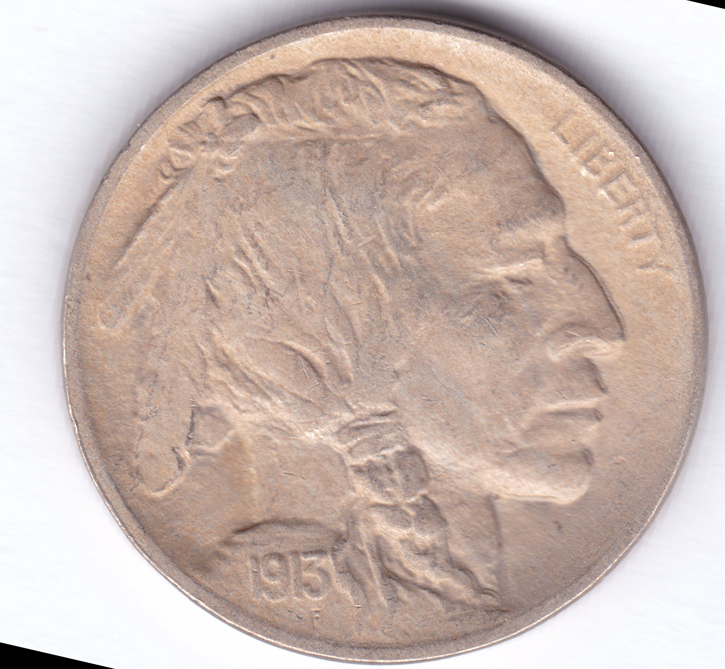 1913-P-Type-I-Buffalo-Nickel-W/-Profile-Doubling