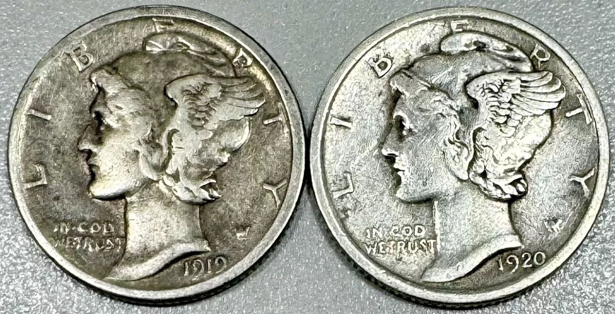 Mercury-Dimes-1919-S,-1920-For-Grading