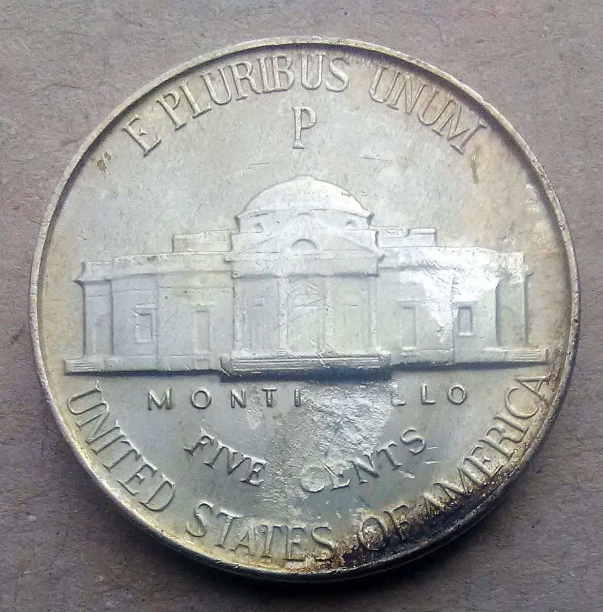 1944-P-Jefferson-Nickel:--Mint-Defect?