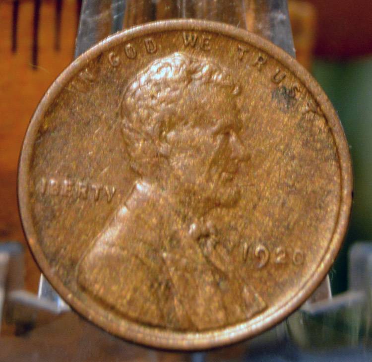 1920-Lincoln-Wheat-Cent-W/Woodgrain-Toning-For-Grading