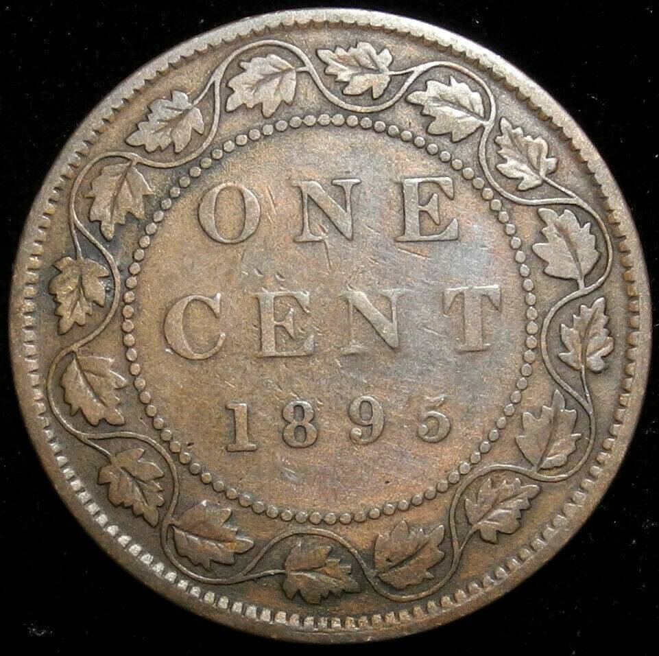1895-Victoria-Large-Cent,-Cracked-And-Chipped-Obverse