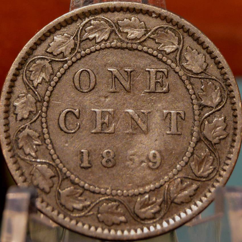 1859-Victoria-Large-Cent---Reverse-Struck-Through-Grease-On-Date?