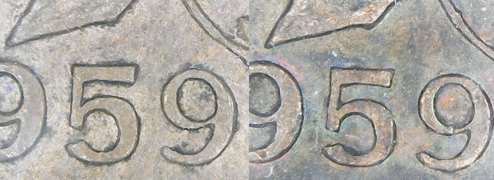 1959-1-Cent-Pointed-5-And-Blunt-5-Varieties!