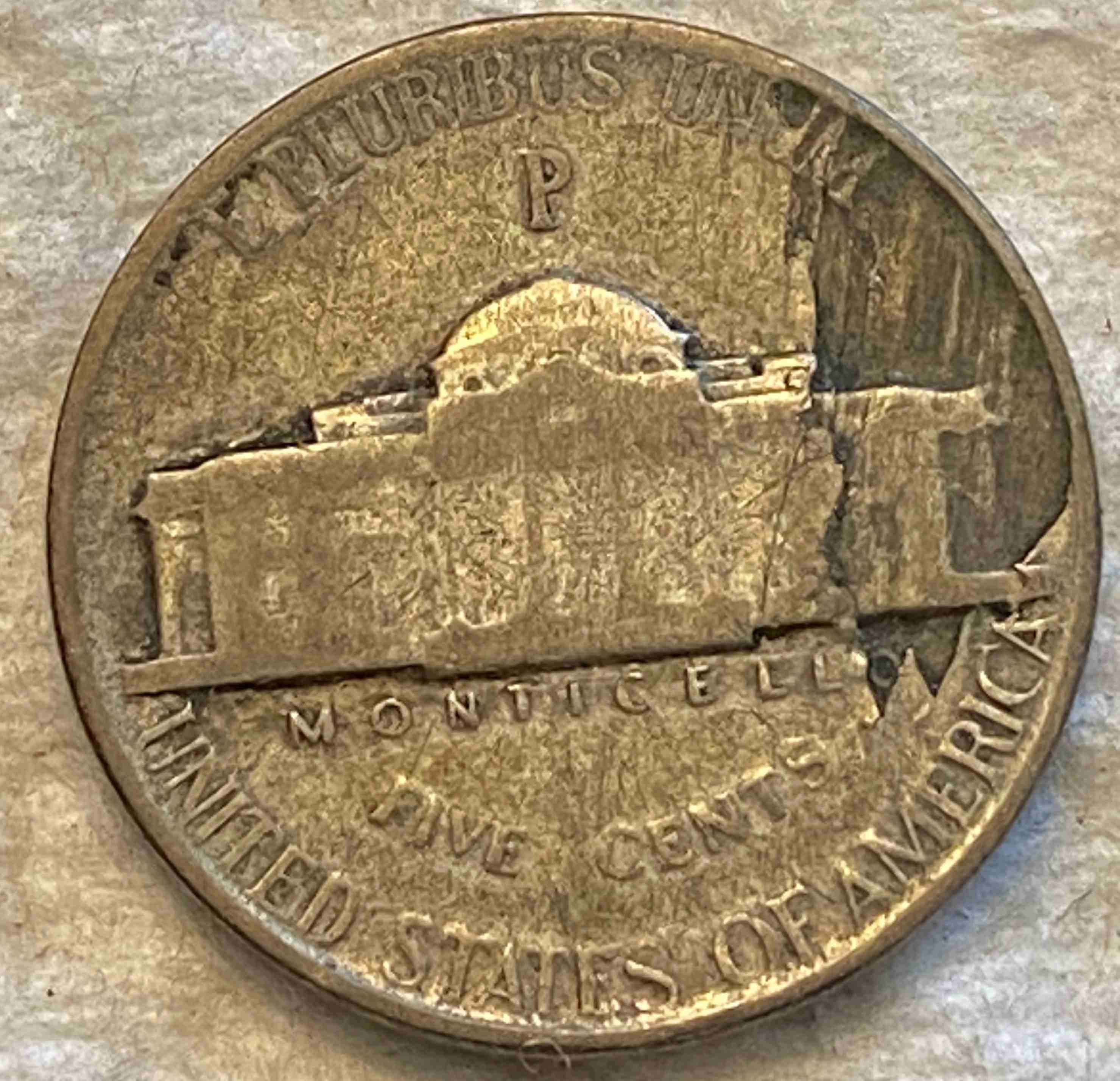 1944---P-Jefferson-Nickel-Lamination-Error?