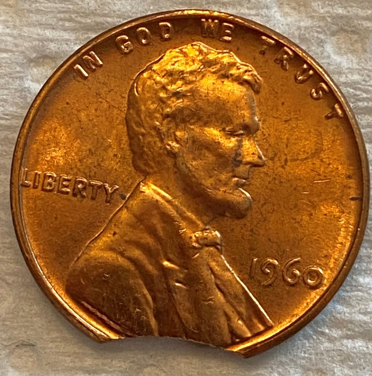 1960-Lincoln-Penny---Clipped-Planchet