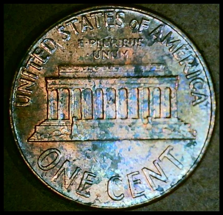 1964-P-Lincoln-Penny/Cent-Reverse-Lamination-Error.--Came-From-An-OBW-Roll.