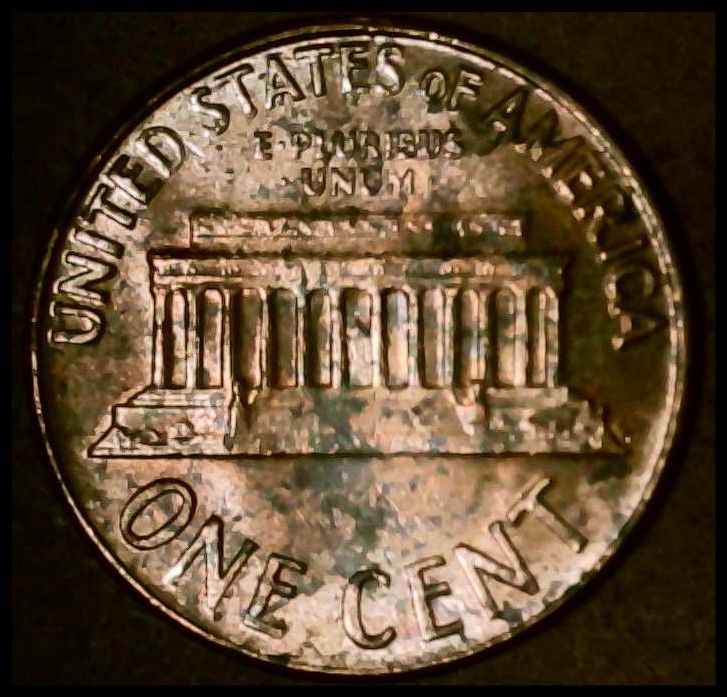 1964-P-Lincoln-Penny/Cent-Reverse-Lamination-Error.--Came-From-An-OBW-Roll.