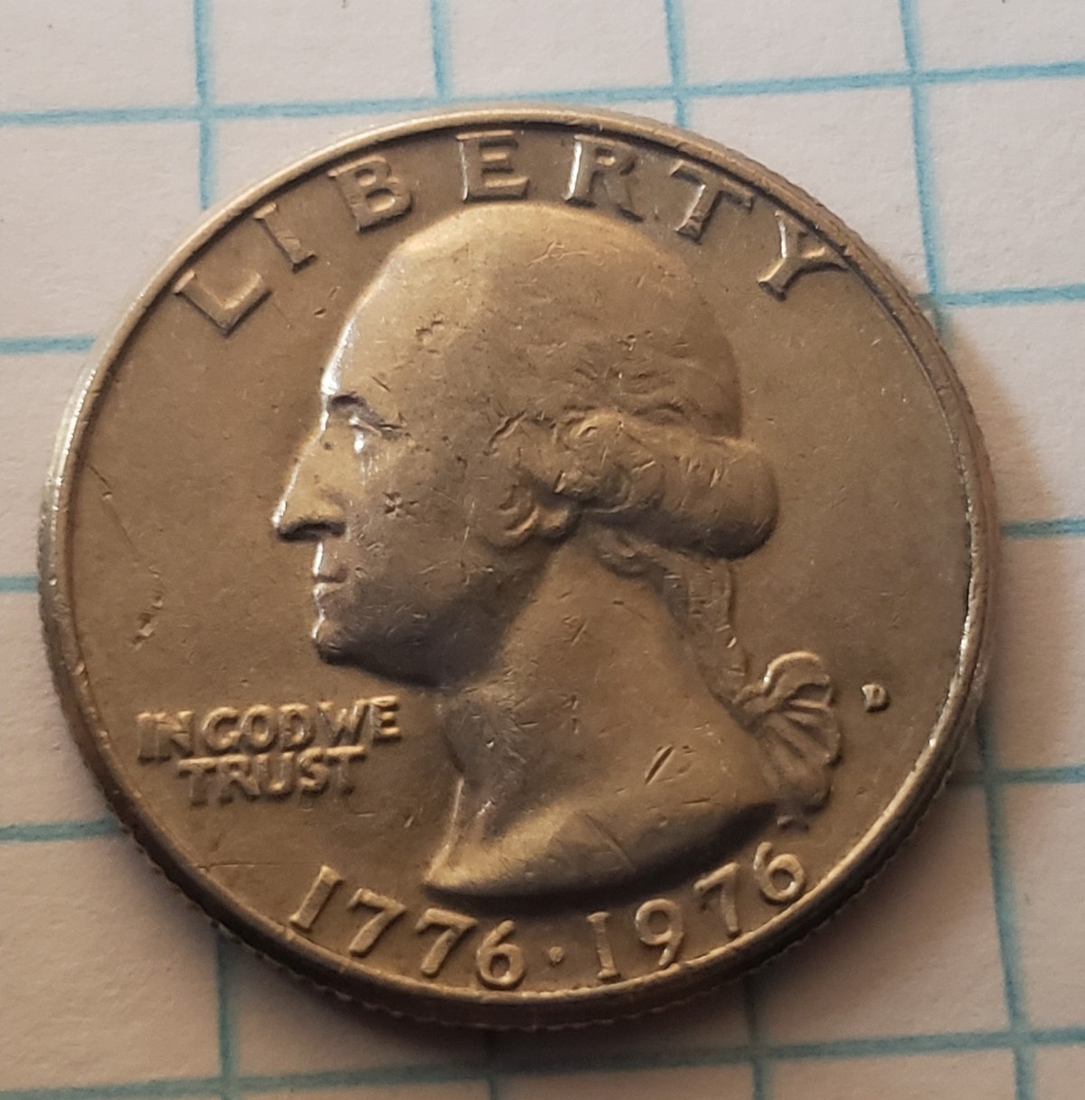 Quarter-1776-1976-D-Missing-Part-Or-Damge