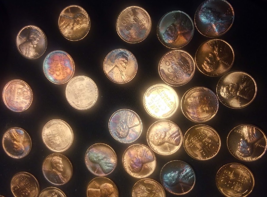 1942-D-Toned-OBW-Fed-Reserve-Lincoln-Wheat-Cent-Roll