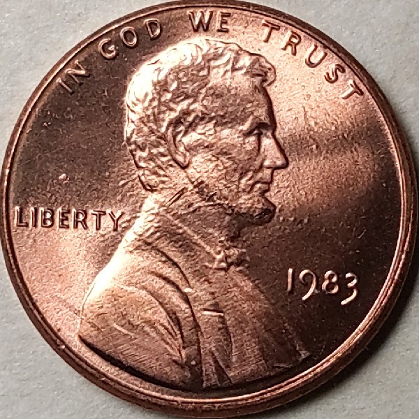 1983-P-Lincoln-Cent--Struck-On-A-Damaged-Planchet.