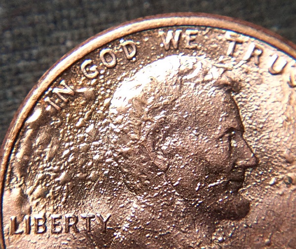 1983-P-Lincoln-Cent.-Most-Extreme-Plating-Blisters?