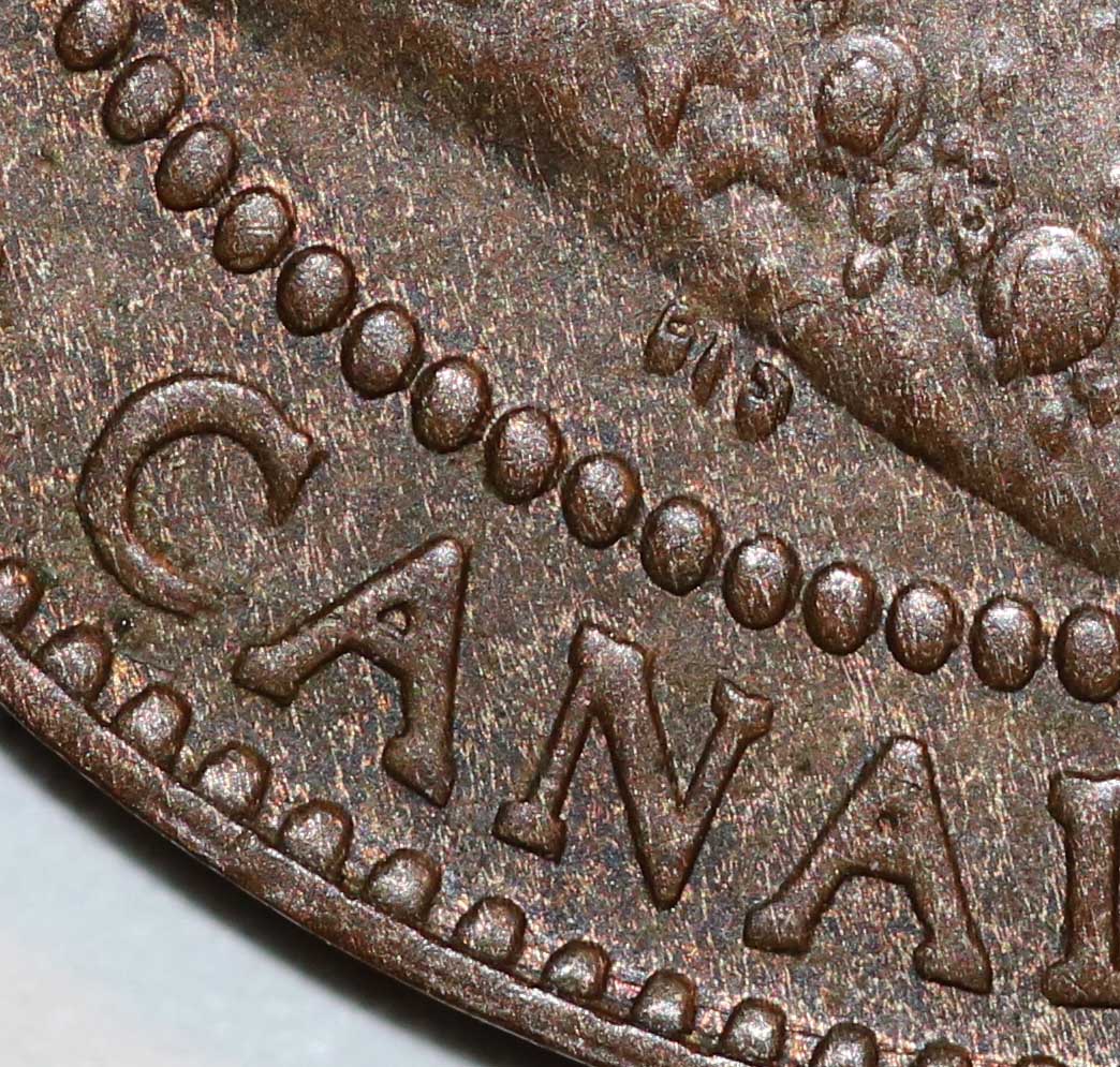 Canada-Large-Cent,-1909-With-Tripled-Letters