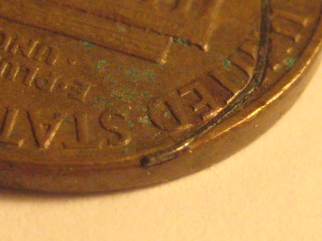 Lincoln-Memorial-Cent-Struck-Thru-Retained-Wire
