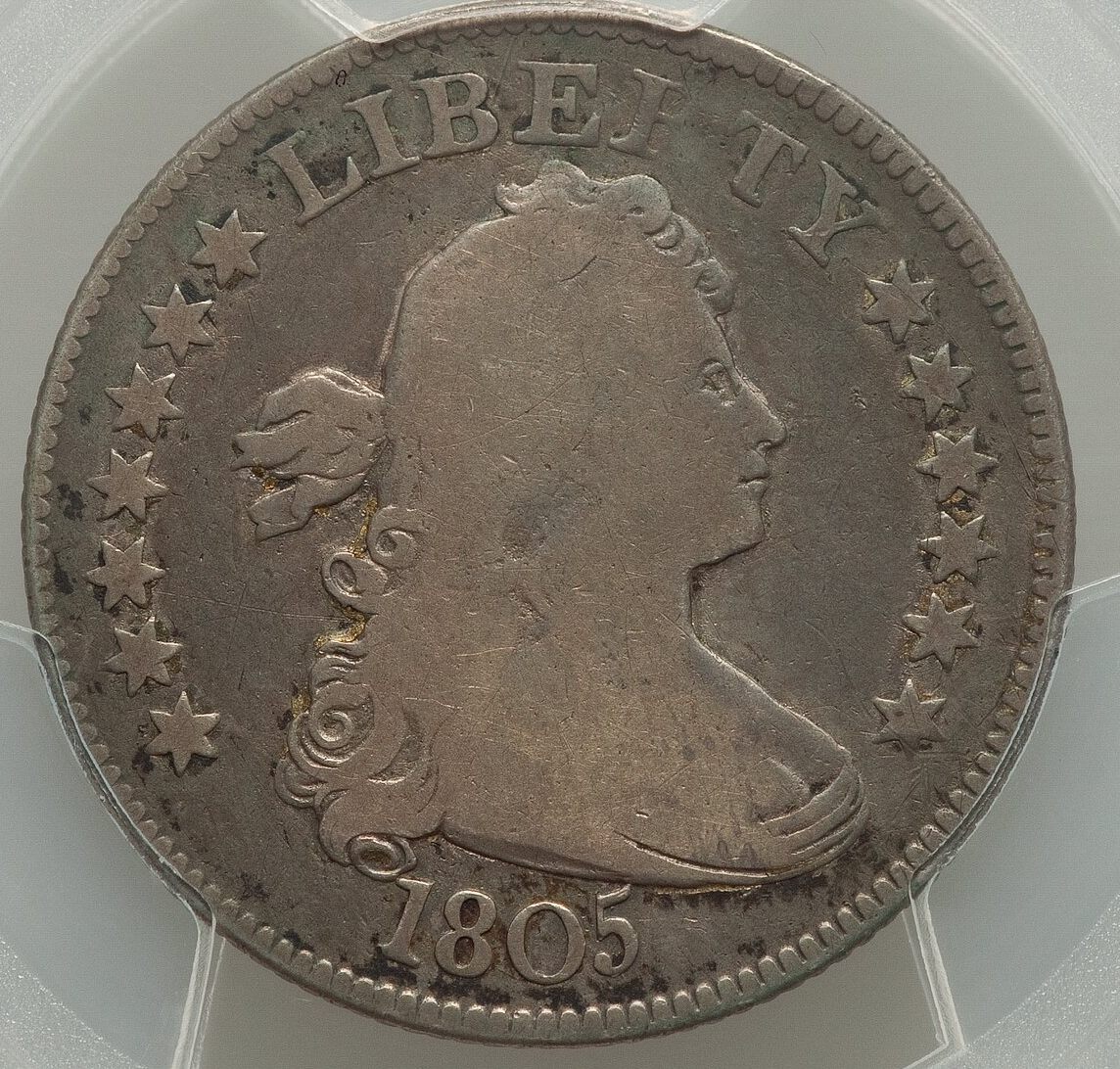 1805-Draped-Bust-Quarter:-Pretty-Coin-Graded-Silly.