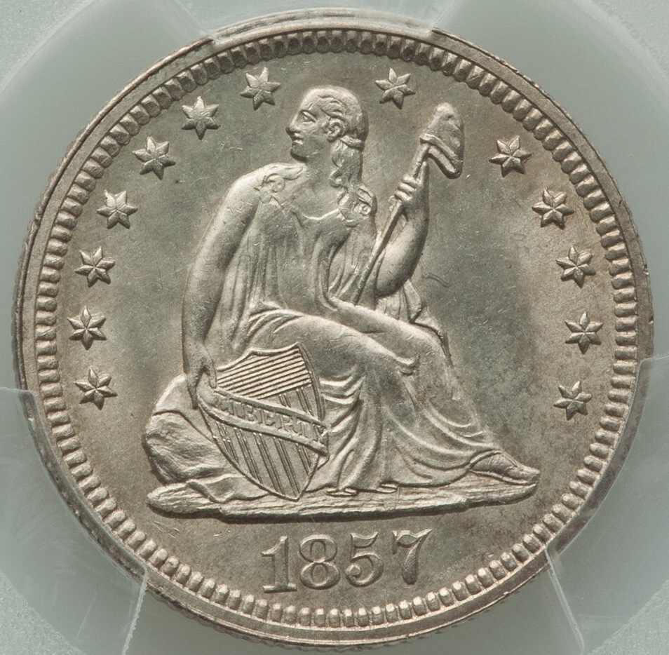 1857-Seated-Liberty-Quarter---Ha-And-Trueview-Pics---Overgraded?