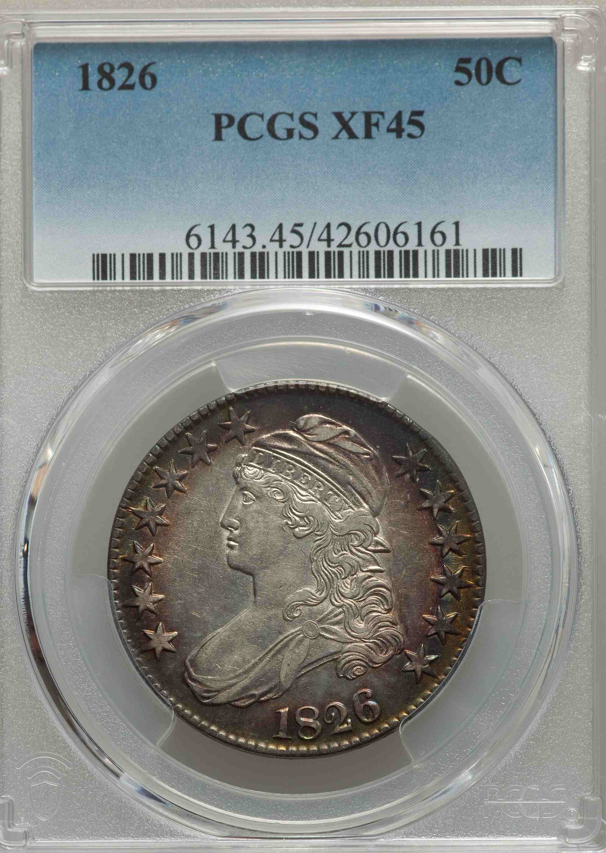 1826-Bust-Half-PCGS:-Liberty-Mourns-The-Death-Of-Jefferson-&-Adams