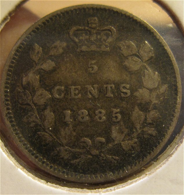 1885-5-Cent---Large/Small?-Repunch