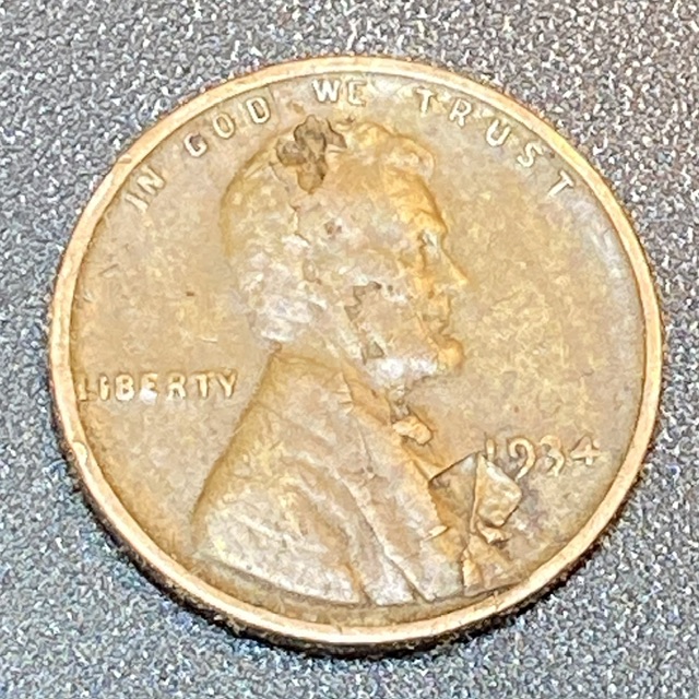 1934-Wheat-Penny-With-Possible-Strike-Through-Error-Or-Is-It-Post-Mint-?-Any-Advice-Greatly-Apprecia