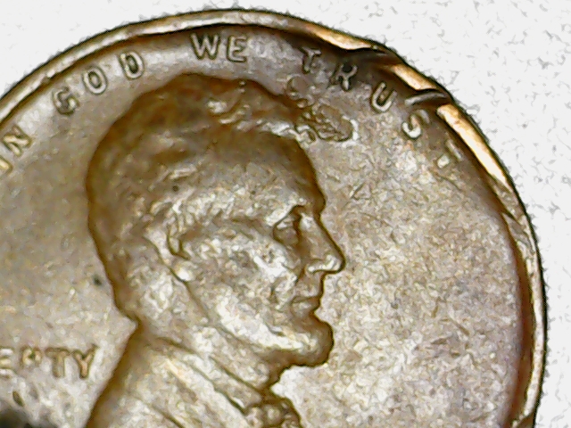 1909-Lincoln-Penny-With-Twisted-Rim,-Gas-Bubbles,-Multiple-Wheat-Stems