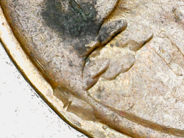 1909-Lincoln-Penny-With-Twisted-Rim,-Gas-Bubbles,-Multiple-Wheat-Stems